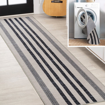 Vichy Geometric Striped Machine-washable Area Rug